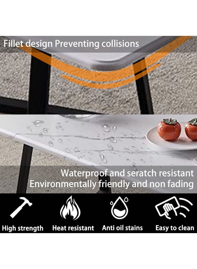 شويوين طاولة قهوة رخامية - طاولة جانبية، طاولة وسط عصرية بتصميم بسيط مع إطار فولاذي أسود لغرفة المعيشة (120 × 60 سم، لون أبيض صناعي) - Image 5